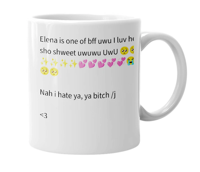White mug with the definition of 'Elena'