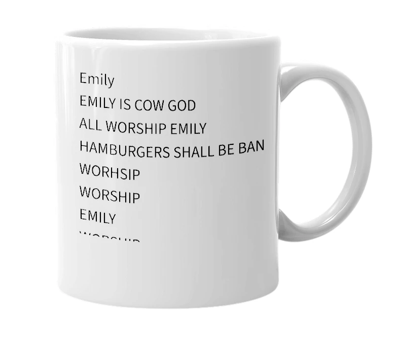 White mug with the definition of 'Cow God'