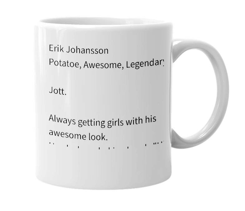 White mug with the definition of 'erik johansson'