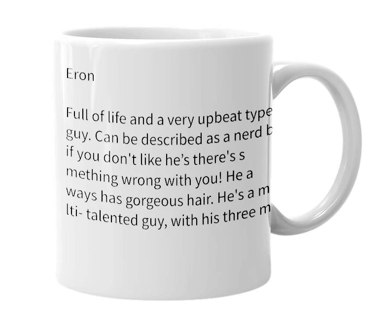 White mug with the definition of 'Eron'
