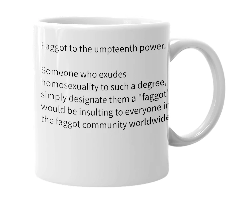 White mug with the definition of 'Fagmo'