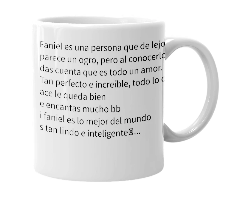 White mug with the definition of 'Faniel Perdomo Zarzuela'