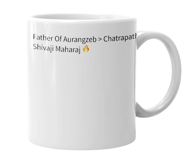 White mug with the definition of 'Shivaji Maharaj'