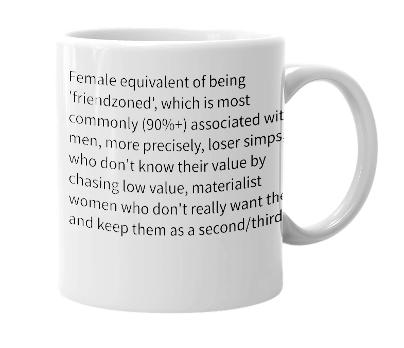 White mug with the definition of 'Sexzoned'