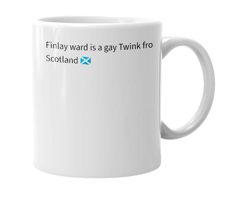 White mug with the definition of 'Finlay ward'