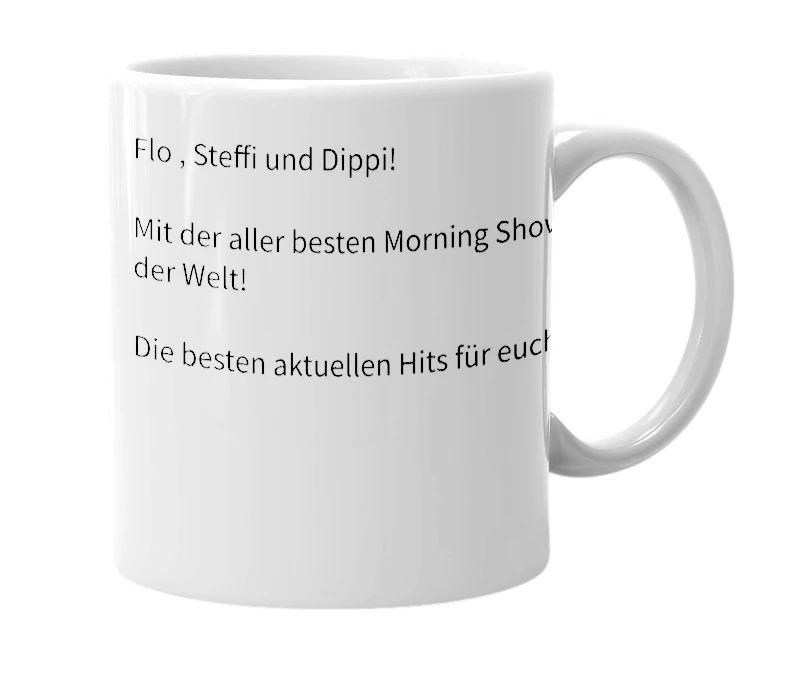 White mug with the definition of 'Flo Kerschner Show'