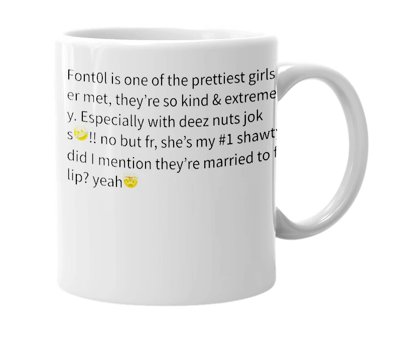 White mug with the definition of 'font0l'