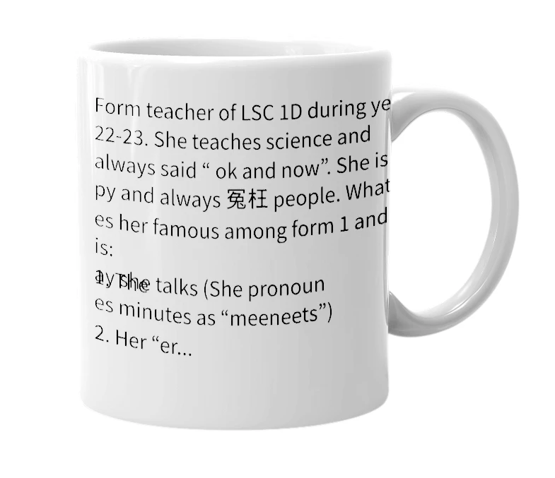 White mug with the definition of 'Siu 姐'