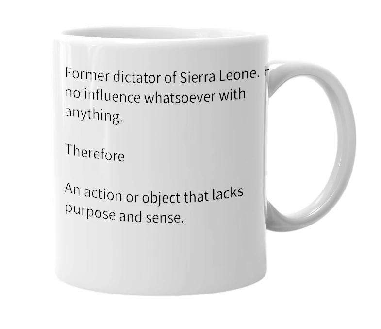 White mug with the definition of 'Shaka Stevens'