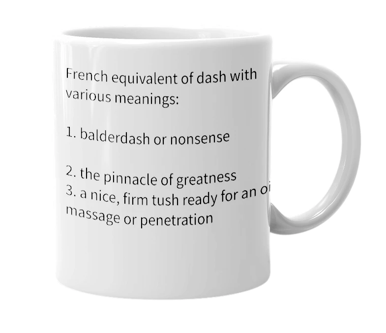 White mug with the definition of 'Dache'