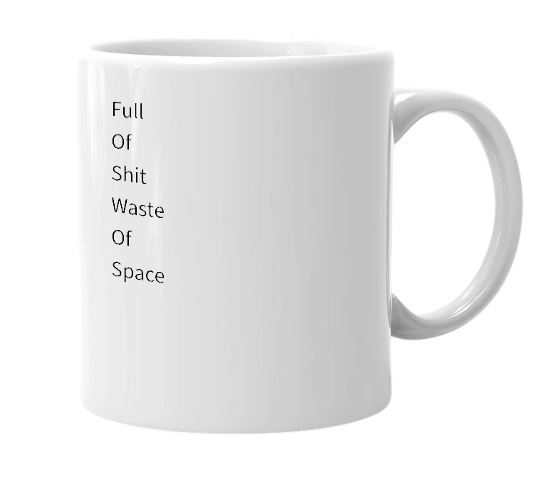 White mug with the definition of 'FOSWOS'