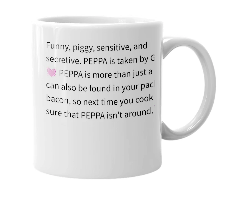 White mug with the definition of 'PEPPA'