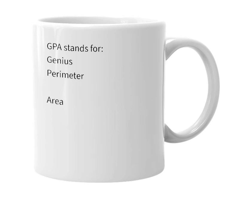 White mug with the definition of 'GPA'