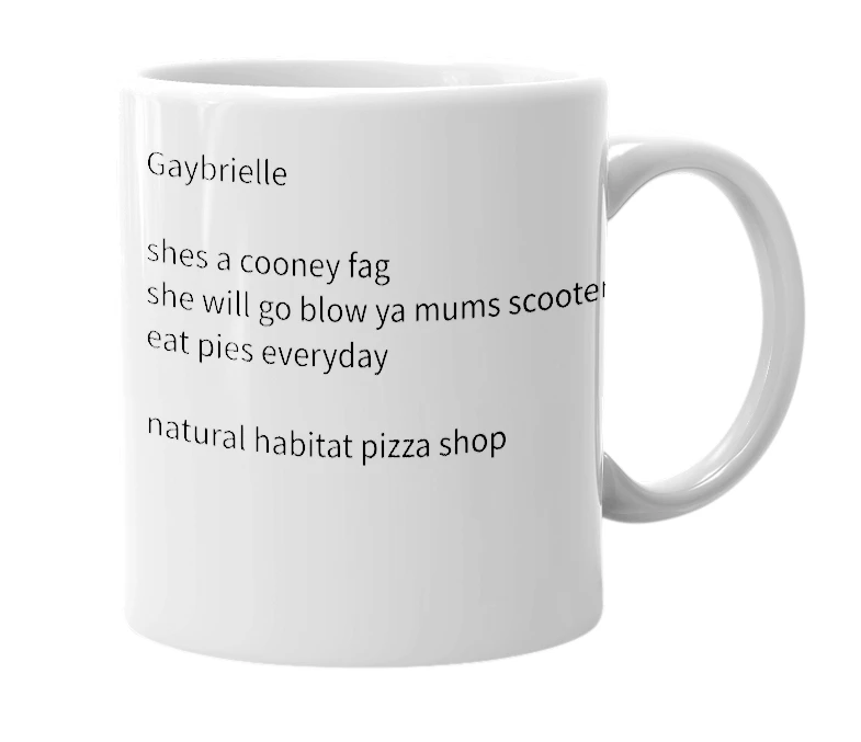 White mug with the definition of 'Gaybrielle'