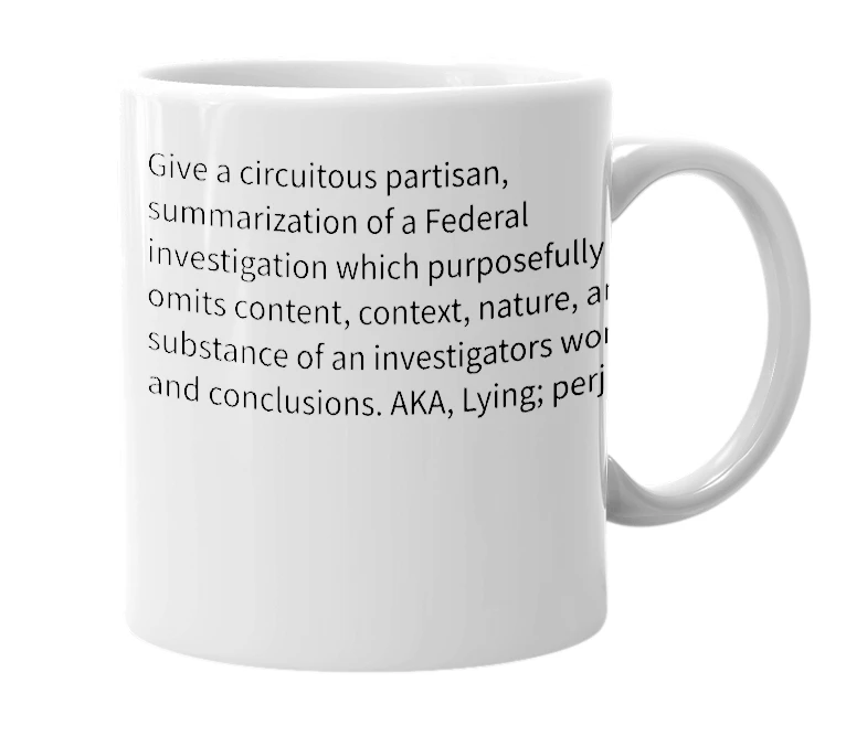 White mug with the definition of 'Barr-splain'