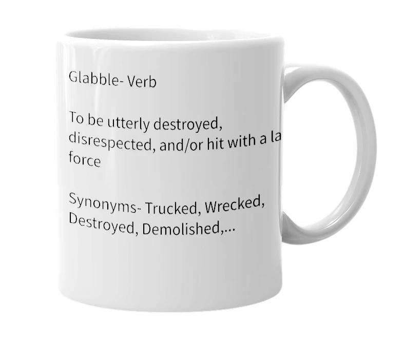 White mug with the definition of 'Glabble'