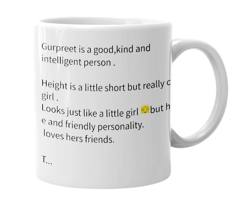White mug with the definition of 'Gurpreet'