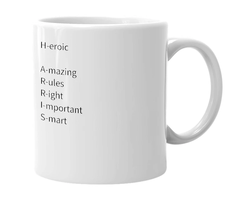 White mug with the definition of 'Harris'