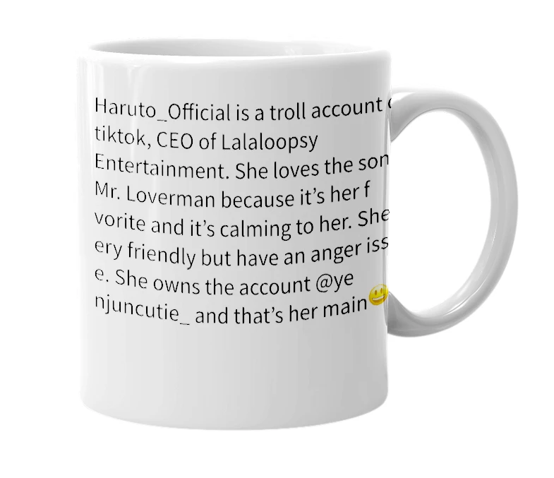 White mug with the definition of 'Haruto_Official'