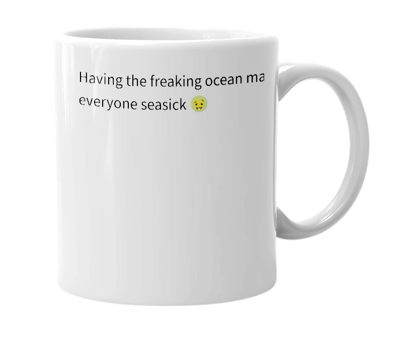 White mug with the definition of 'Wave'