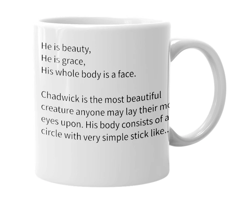 White mug with the definition of 'Chadwick'