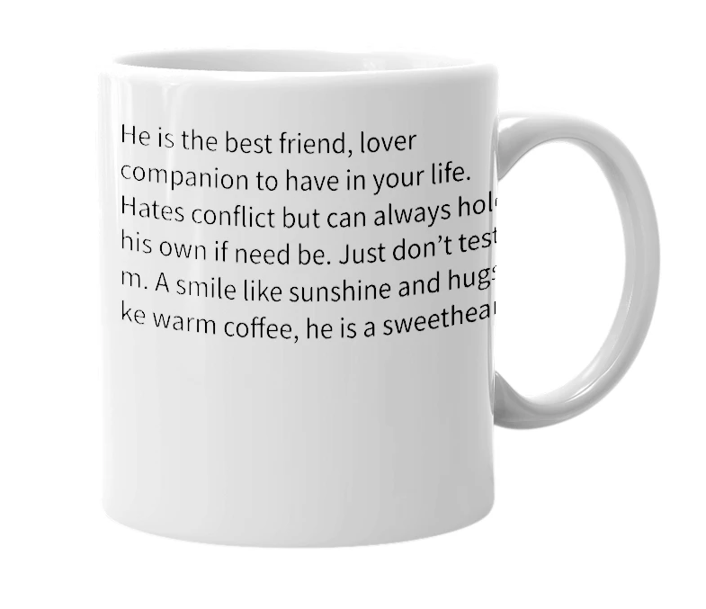White mug with the definition of 'Feeras'