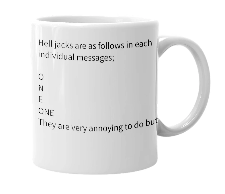 White mug with the definition of 'HELL JACKS'