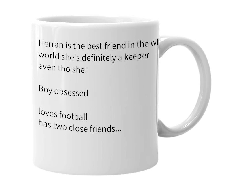 White mug with the definition of 'Herran'