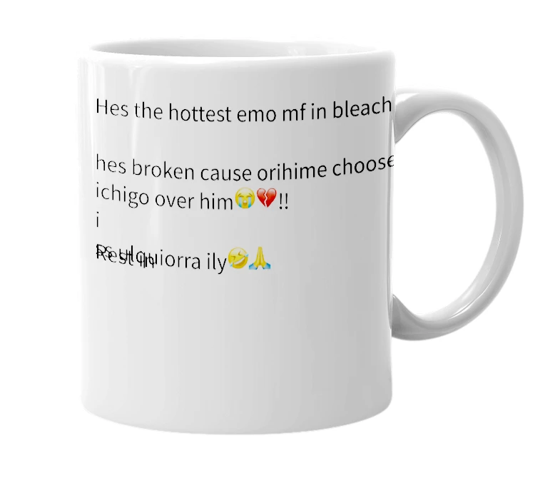 White mug with the definition of 'Ulquiorra'