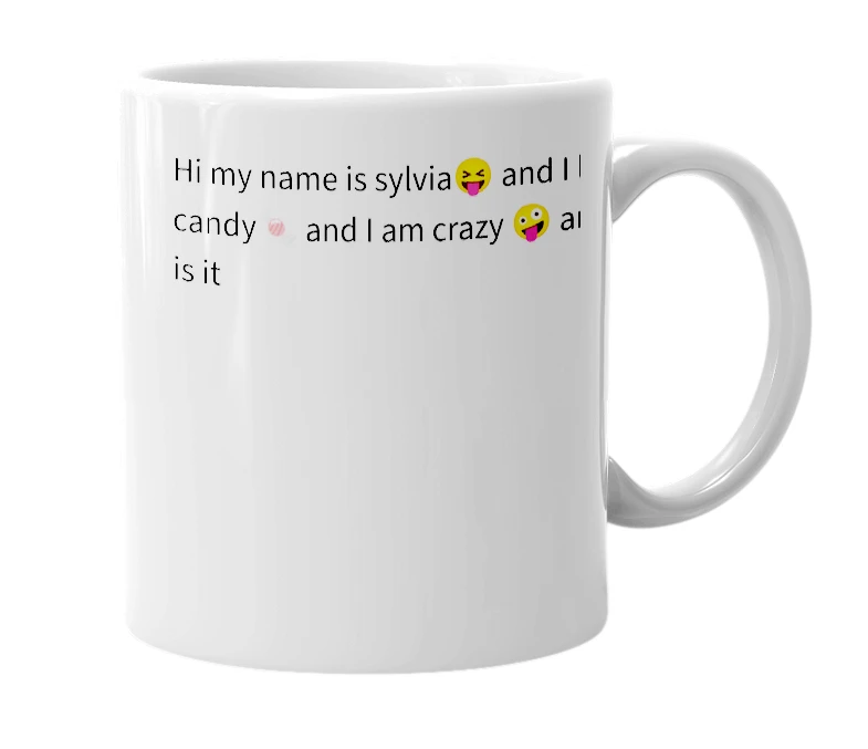 White mug with the definition of 'Sylvia'