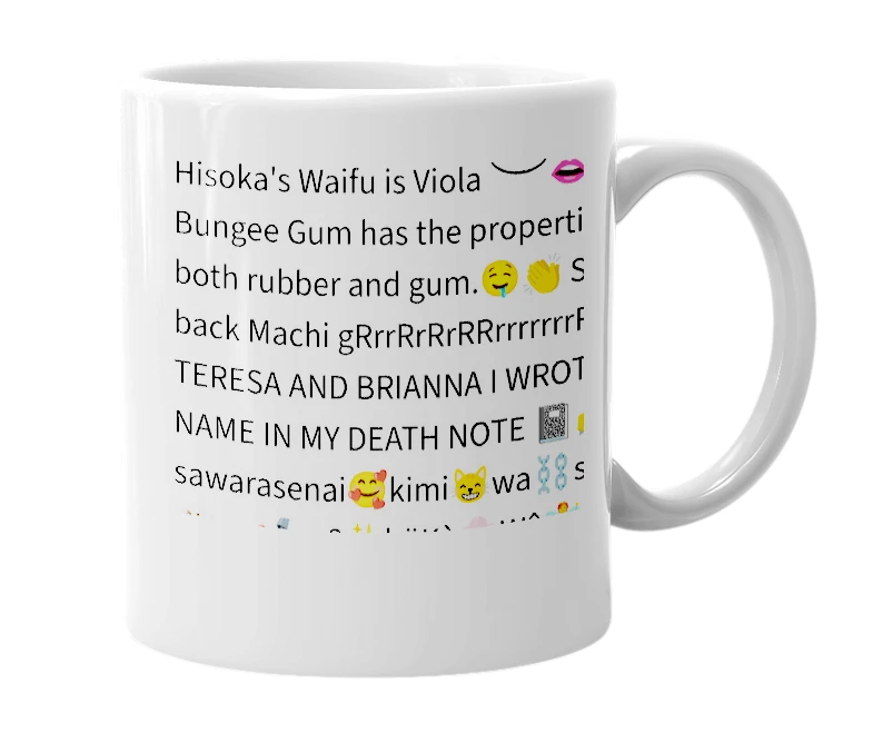 White mug with the definition of 'hisokas waifu'
