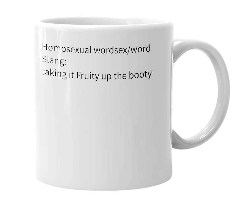 White mug with the definition of 'man sex'