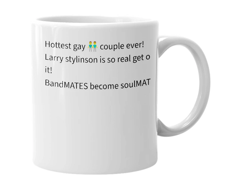 White mug with the definition of 'Larry stylinson'