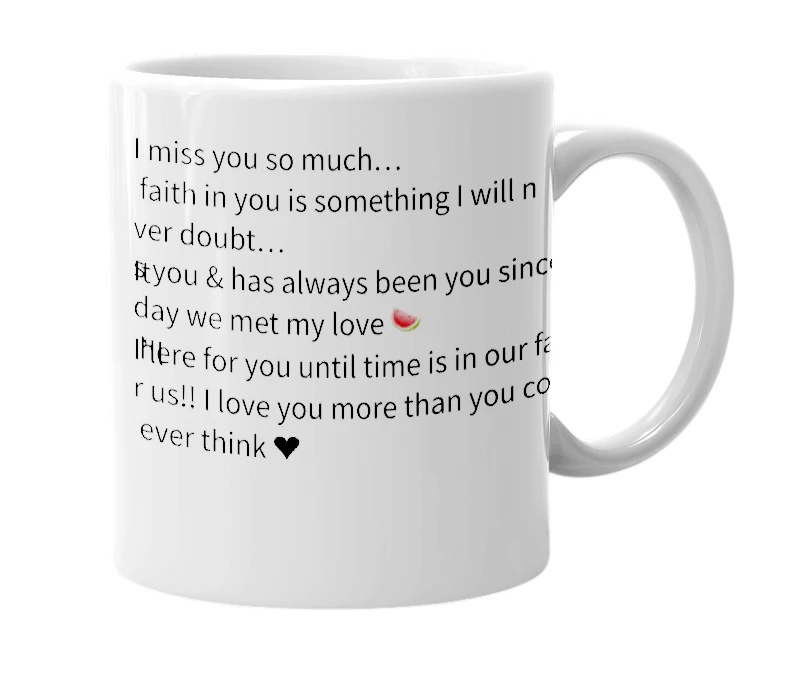 White mug with the definition of '858 My Love'