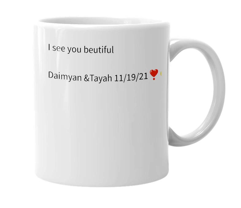White mug with the definition of 'Daimyan'