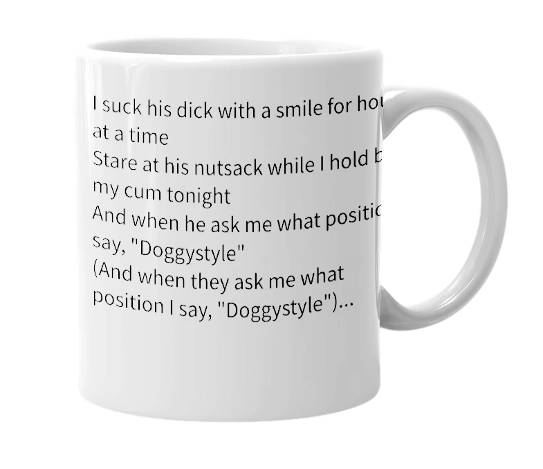 White mug with the definition of 'Mask lore'