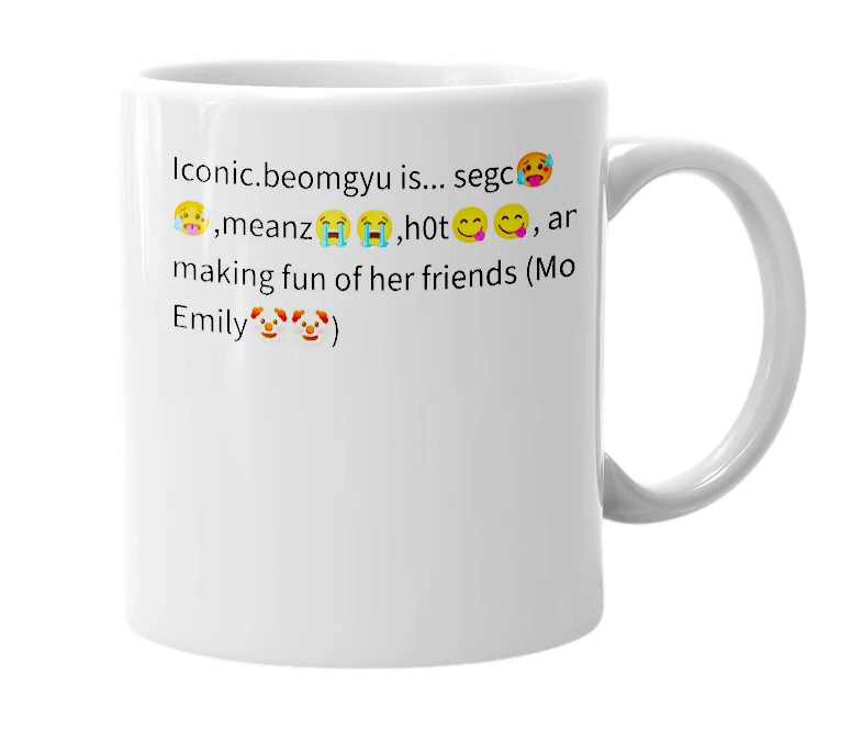 White mug with the definition of 'iconic.beomgyu'