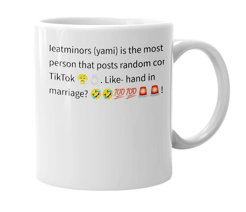 White mug with the definition of 'ieatminors'