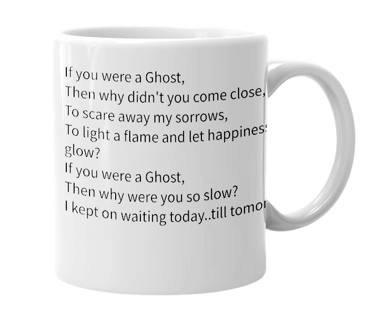 White mug with the definition of 'Ghost'