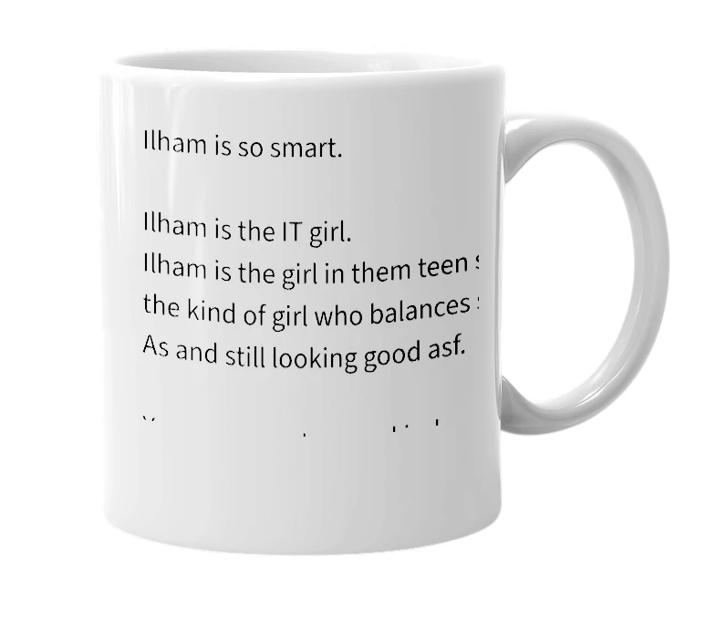 White mug with the definition of 'Ilham'