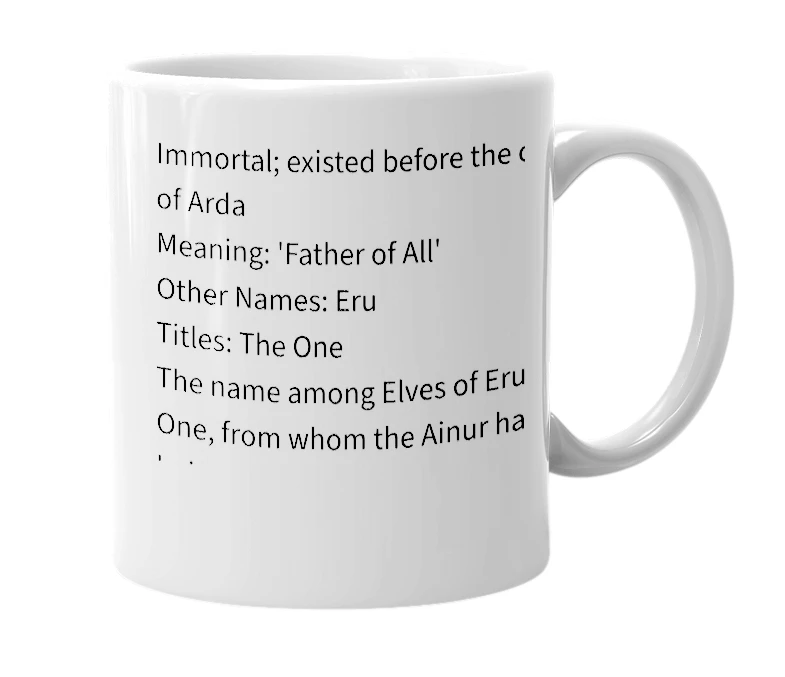 White mug with the definition of 'Iluvatar'