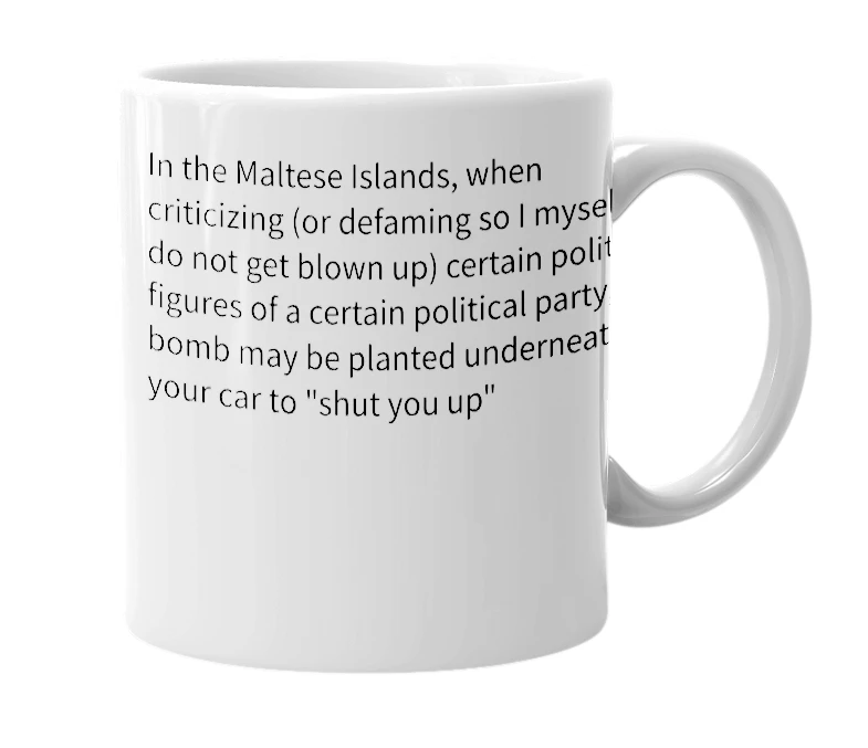 White mug with the definition of 'Niggalizjak'