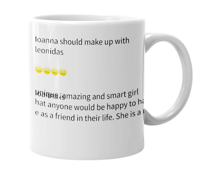 White mug with the definition of 'Ioanna'