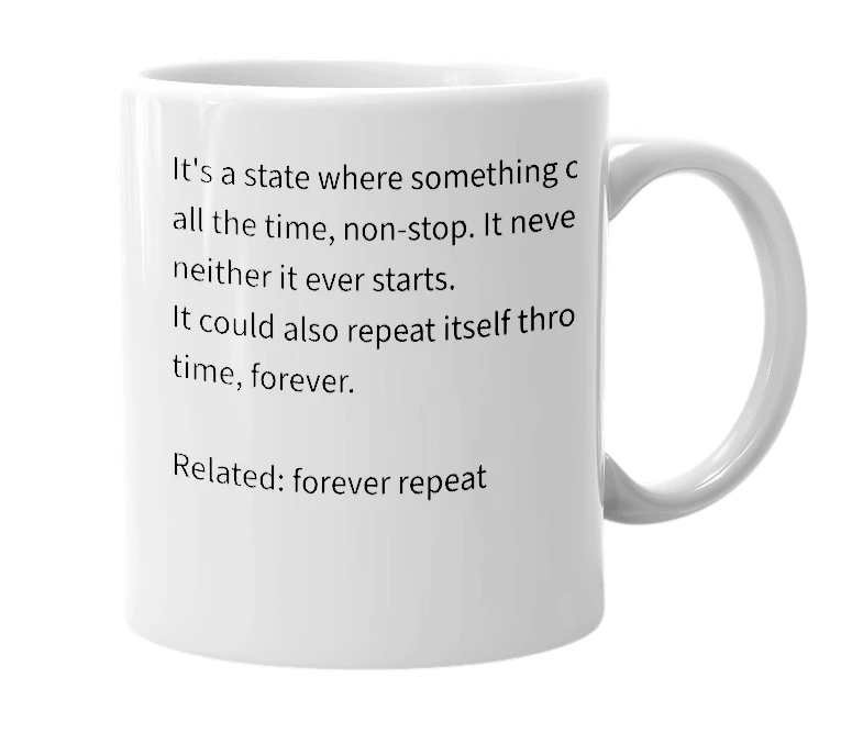 White mug with the definition of 'always'