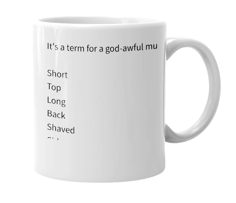 White mug with the definition of 'STLBSSWT'