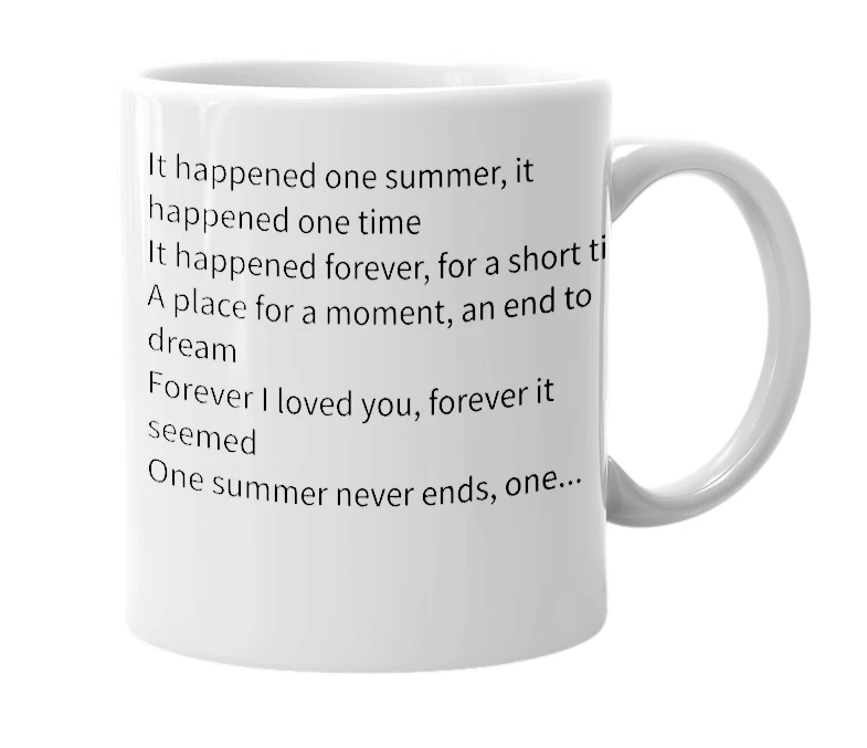 White mug with the definition of 'Suddenly Last Summer'