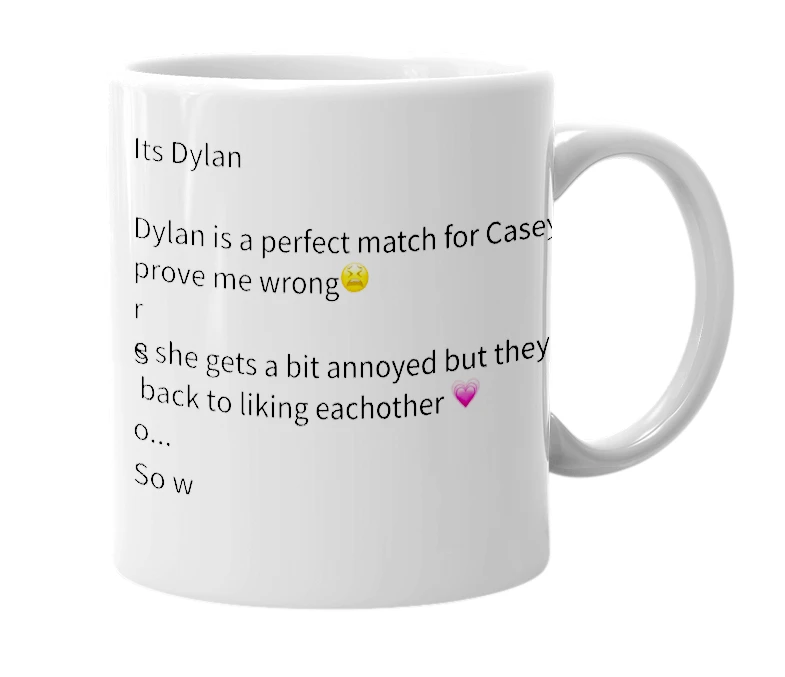 White mug with the definition of 'caseys crush'