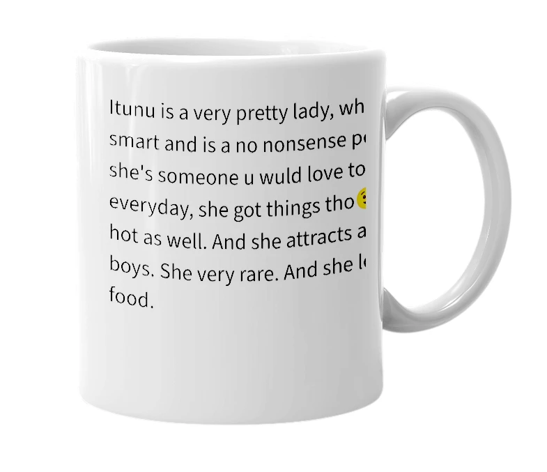 White mug with the definition of 'Itunu'