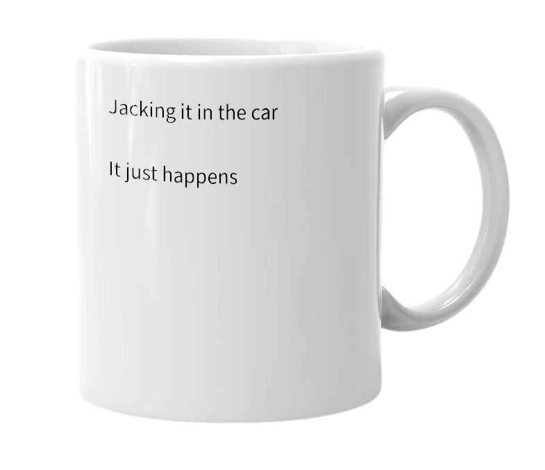 White mug with the definition of 'roadjacking'