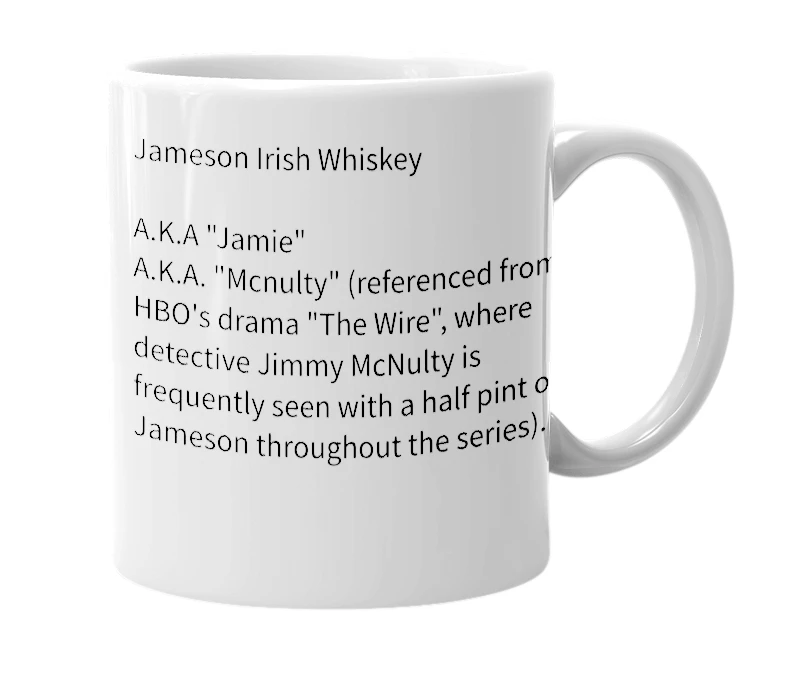 White mug with the definition of 'Jamo'
